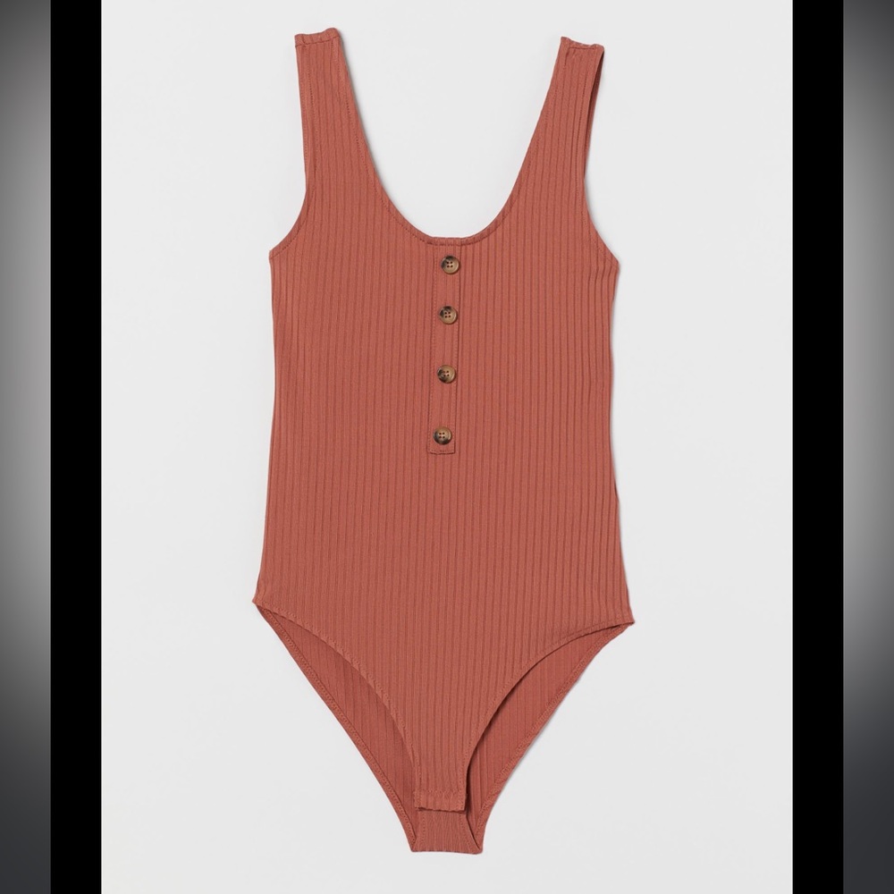 H&M Bentley Ribbed Henley Bodysuit - Picture 1 of 6